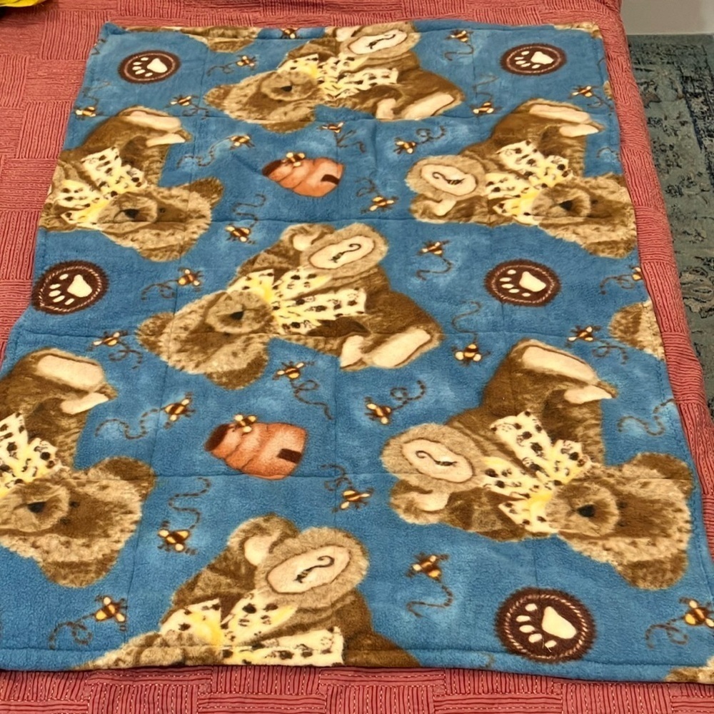 Handmade bear print reversible Patchwork quilt perfect for tummy time / outings